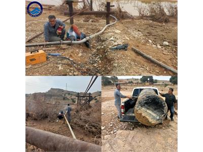 بازگشت آب شرب ۲۰ خانوار / بازسازی اضطراری خط انتقال آب روستای تمبی پایین پس از سیلاب