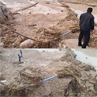 تخریب بیش از 2 کیلومتر از خطوط انتقال آب شرب باغملک در اثر سیلاب